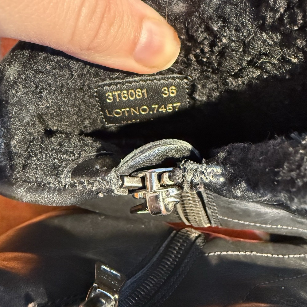 Womens Prada Sport Black Leather Shearling‎ High Top Hidden Wedge Sneakers EU 36 - Picture 12 of 12